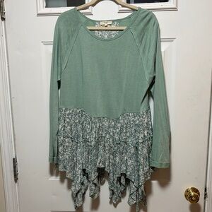 Easel Sage Green Layered Tunic Top